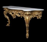 A carved giltwood console table