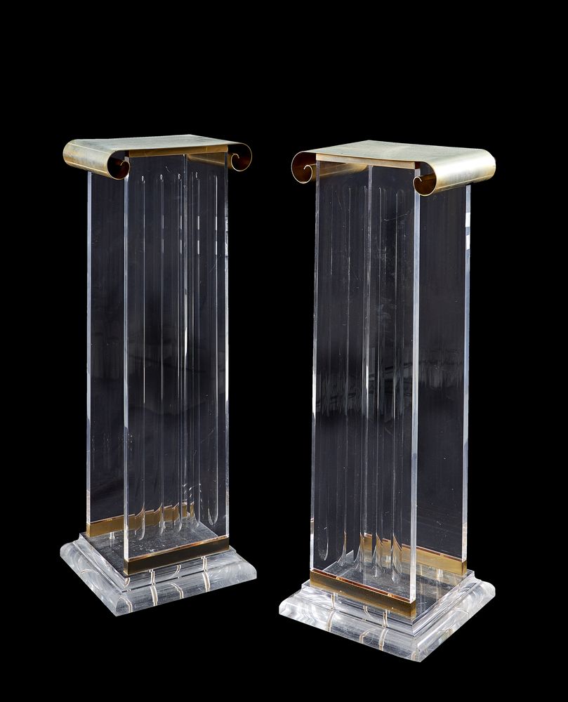 A pair of modern Perspex and gilt metal pedestal stands - Image 2 of 2