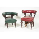 A Victorian mahogany and green leather upholstered library armchair