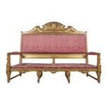 A Continental giltwood hall canape