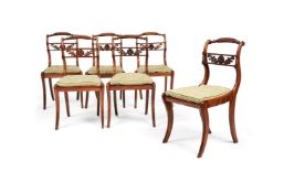 A set of six Regency beechwood dining chairs, circa 1815, in the manner of Gillows