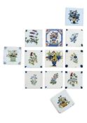 Twelve various English delft tiles, mostly of Fazackerly type, circa 1760