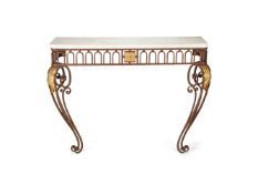 A Louis XVI style cast-iron console table, early 20th century