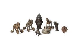 Three bronze toy horses, Rajasthan, 19th/20th century and other items