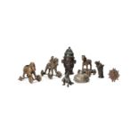 Three bronze toy horses, Rajasthan, 19th/20th century and other items