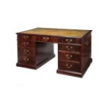 A mahogany partner's pedestal desk, 18th century and later