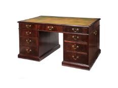 A mahogany partner's pedestal desk, 18th century and later
