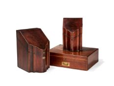 Two George III mahogany and inlaid knife boxes, circa 1800