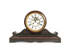 A French and black and red marble drumhead mantel clock, late 19th century