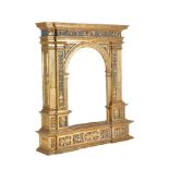 A Continental, probably Italian, giltwood and painted picture frame oftabernacle type, 19th century