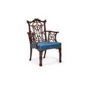 A George III and later mahogany armchair, based on a design by Thomas Chippendale