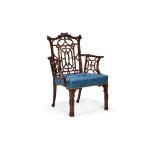 A George III and later mahogany armchair, based on a design by Thomas Chippendale