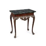 A George II style carved mahogany, marble-topped side table, first half 20th century