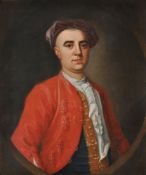 Circle of William Aikman (Scottish 1682-1731) Portrait of a gentleman, half length, in a red coat