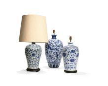 A pair of modern Chinese blue and white 'Meiping' vases