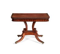 ϒ A George IV mahogany and rosewood crossbanded tea table, circa 1820