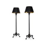 A pair of Victorian black painted cast iron torchères in Neoclassical taste, second half 19th centur