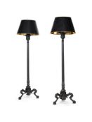 A pair of Victorian black painted cast iron torchères in Neoclassical taste, second half 19th centur