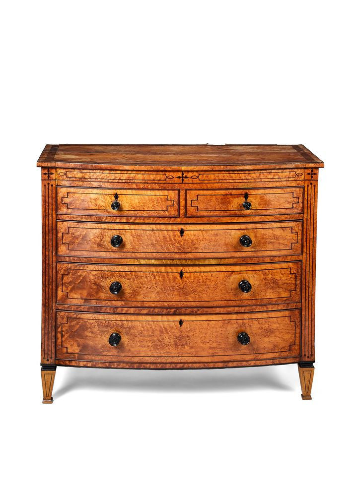 A Regency 'bird's eye Maple' bow-front chest of drawers, circa 1810