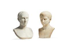 A sculpted white marble bust of Julius Caesar after the Antique, late 19th century