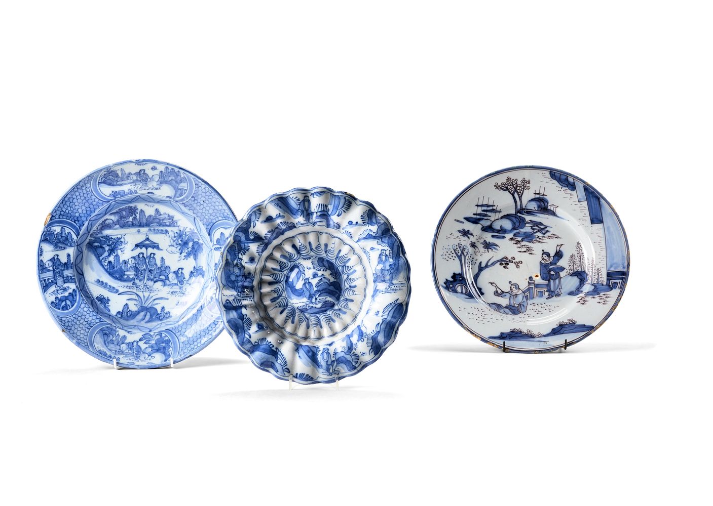 Three various Dutch Delft or North German (Hanau) dishes, circa 1700