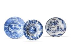 Three various Dutch Delft or North German (Hanau) dishes, circa 1700