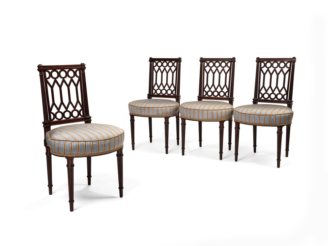 A set of four Victorian mahogany side chairs, in Louis XVI style, circa 1880