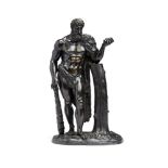 A French or Italian patinated bronze model of Hercules, in the manner of the Hercules Farnese, 19th