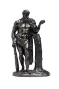 A French or Italian patinated bronze model of Hercules, in the manner of the Hercules Farnese, 19th