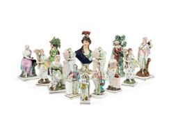 A group of fourteen Staffordshire pearlware figures, late 18th/early 19th centuries