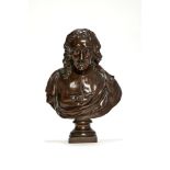 A patinated bronze bust of John Milton after John Cheere (1709-1787), cast by Ferdinand Barbedienne,