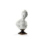 A French biscuit porcelain Sevres-style bust of Diana the Huntress after Jean-Antoine Houdon (1741-1