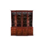 A late George III mahogany breakfront library bookcase, circa 1790, by Gillows of Lancaster