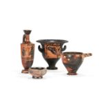 Four Greek pottery vessels, circa 500 B.C. and earlier