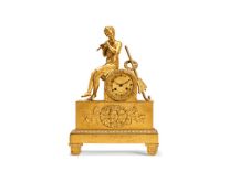 A French Empire figural mantel clock, unsigned, early 19th century