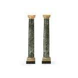 A pair of Italian or French verde antico columnar pedestals, first half 19th century