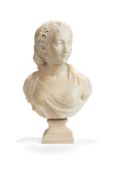 A French simulated marble bust of a maiden, after Jean-Antoine Houdon (French, 1741-1828)
