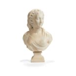 A French simulated marble bust of a maiden, after Jean-Antoine Houdon (French, 1741-1828)