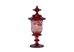A Bohemian ruby-flashed goblet and cover, third quarter 19th century