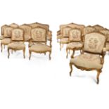 A Louis XV style carved giltwood salon suite, late 19th century