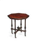 A Victorian Thuyawood ebonised and parcel-gilt collapsible occasional table, circa 1870