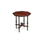 A Victorian Thuyawood ebonised and parcel-gilt collapsible occasional table, circa 1870