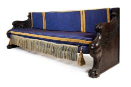 A carved mahogany sofa, the ends early 19th century, possibly supplied by 'Mr. Bogaert' to Thomas Ho