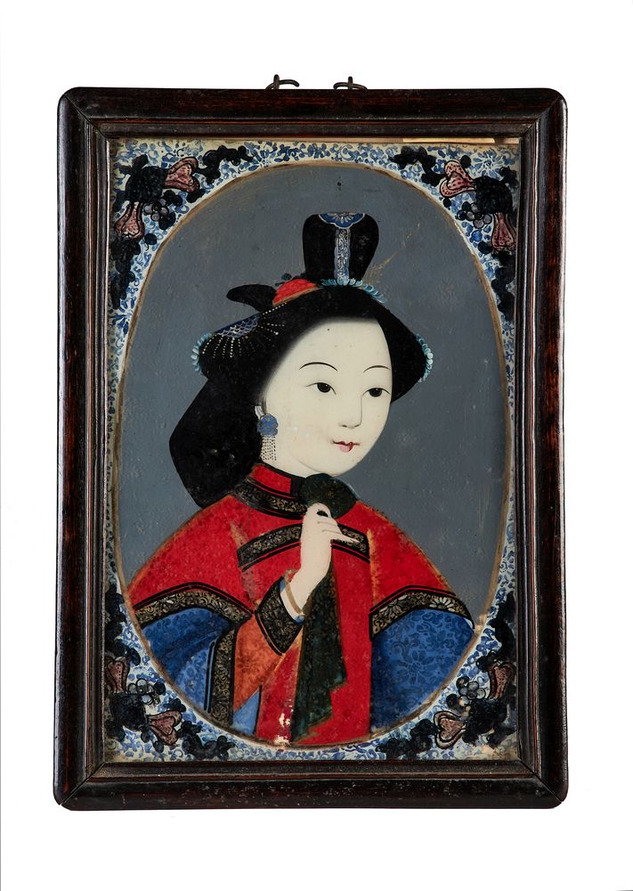 A Chinese reverse glass painting, Qing Dynasty, late 18th or early 19th century