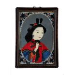 A Chinese reverse glass painting, Qing Dynasty, late 18th or early 19th century