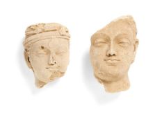 Two Gandhara stucco fragmentary heads of Buddha, 4th/5th century