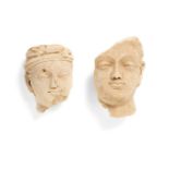 Two Gandhara stucco fragmentary heads of Buddha, 4th/5th century