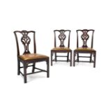 A set of three George III mahogany dining chairs, possibly Scottish, circa 1760