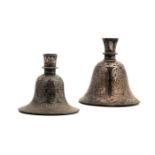 Two Bidri huqqa bases, Deccan, Southern India, first half 19th century