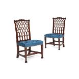 A pair of George III style mahogany side chairs, 19th century, in the manner of Robert Manwaring